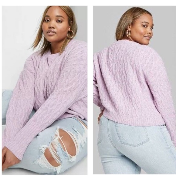NWT Wild Fable Crewneck Cable Knit Crop Sweater - Picture 1 of 11